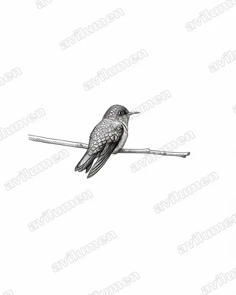Ilustración en Tinta: Abeillia abeillei (Colibrí de Abeillé​)