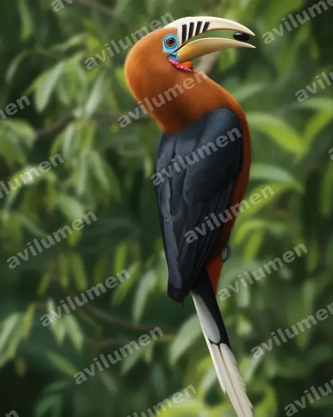 Illustration im Stil Realistisch: Nepalhornvogel (Aceros nipalensis)