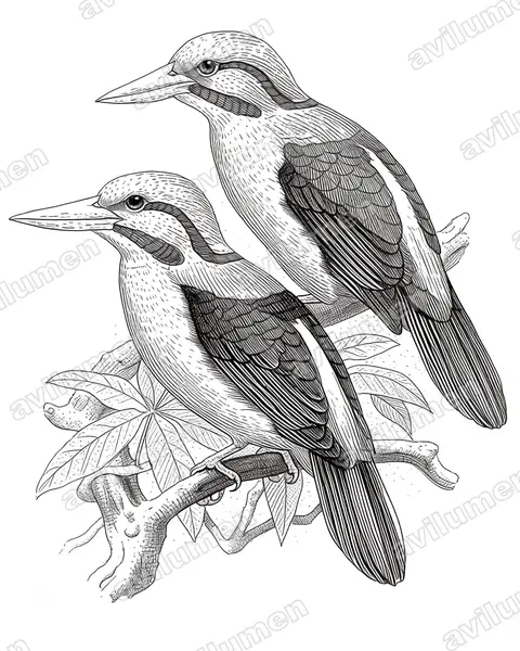 Ink illustration: Actenoides bougainvillei (Moustached Kingfisher)