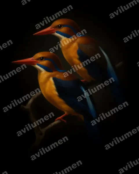 Oil illustration: Actenoides bougainvillei (Moustached Kingfisher)