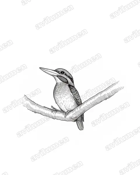 Illustration Encre : Actenoides concretus (Martin-chasseur trapu)