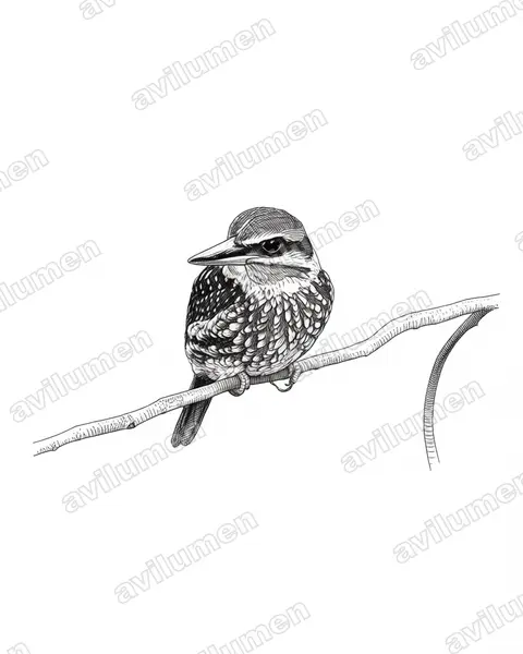 Ink illustration: Actenoides lindsayi (Spotted Wood Kingfisher)
