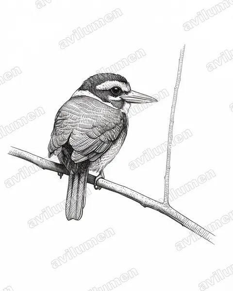 Illustration Encre : Actenoides princeps (Martin-chasseur royal)