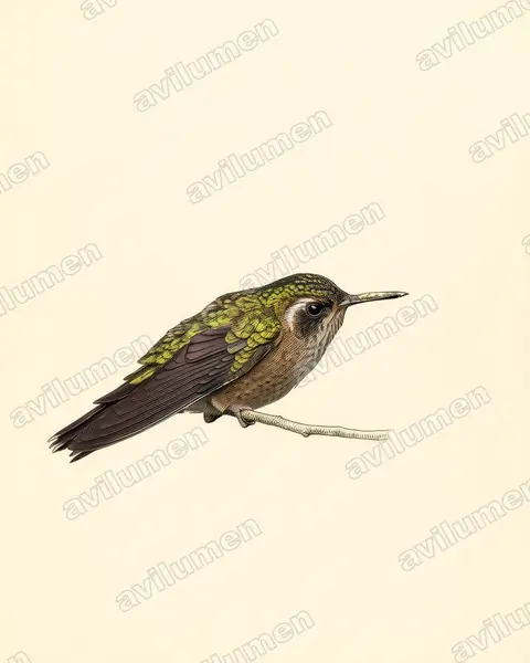 Illustration Planche ancienne : Adelomyia melanogenys (Colibri moucheté)