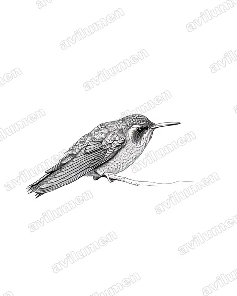 Illustration Encre : Adelomyia melanogenys (Colibri moucheté)