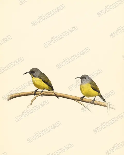 Illustration im Stil Historische Tafel: Apo Sunbird (Aethopyga boltoni)