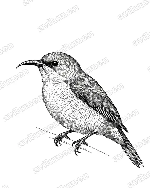 Illustration im Stil Tusche: Apo Sunbird (Aethopyga boltoni)