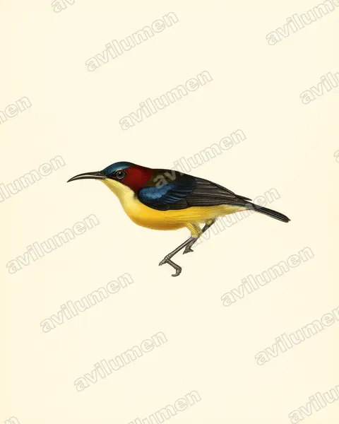 Elegant Sunbird(Aethopyga duyvenbodei)的古典图版插画