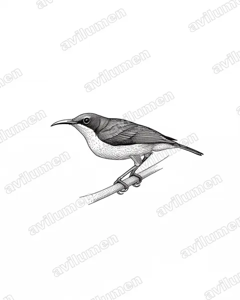Elegant Sunbird(Aethopyga duyvenbodei)的钢笔墨线插画