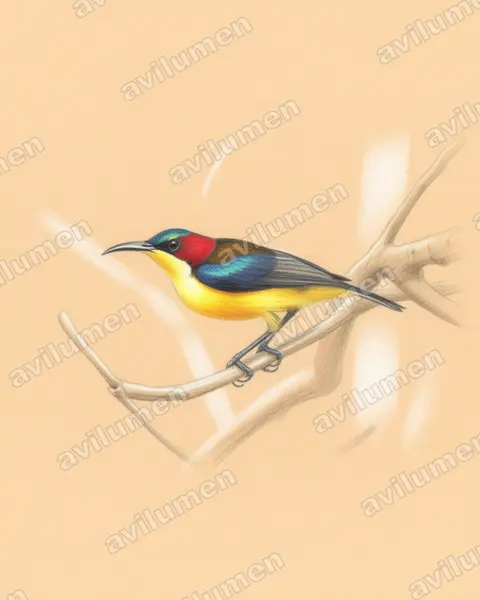 Elegant Sunbird(Aethopyga duyvenbodei)的彩色铅笔插画