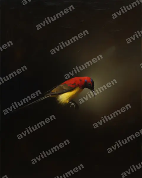 Ilustración en Óleo: Aethopyga gouldiae (Suimanga de Gould)
