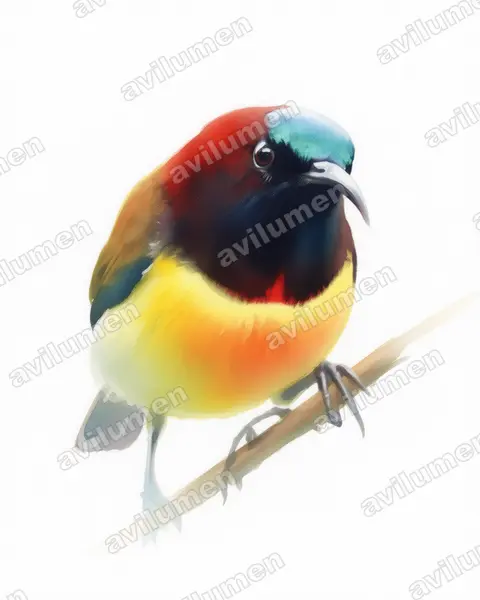 Ilustración en Acuarela: Aethopyga guimarasensis (Suimanga de Guimarás)