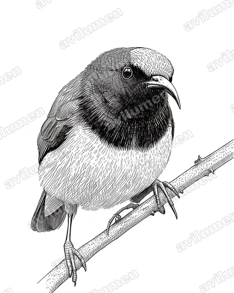 Ilustración en Tinta: Aethopyga guimarasensis (Suimanga de Guimarás)