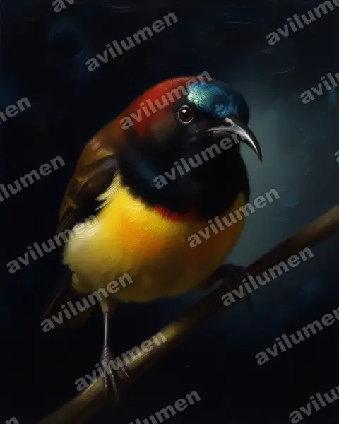 Ilustración en Óleo: Aethopyga guimarasensis (Suimanga de Guimarás)