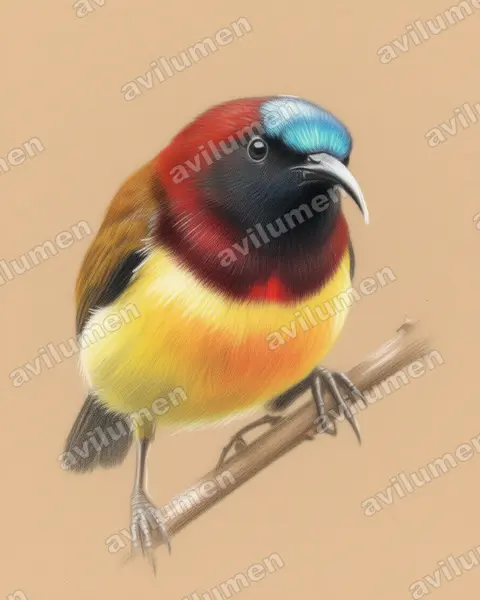 Ilustración en Lápiz de color: Aethopyga guimarasensis (Suimanga de Guimarás)