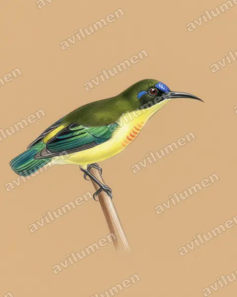 Colored pencil illustration: Aethopyga jefferyi (Luzon Sunbird)