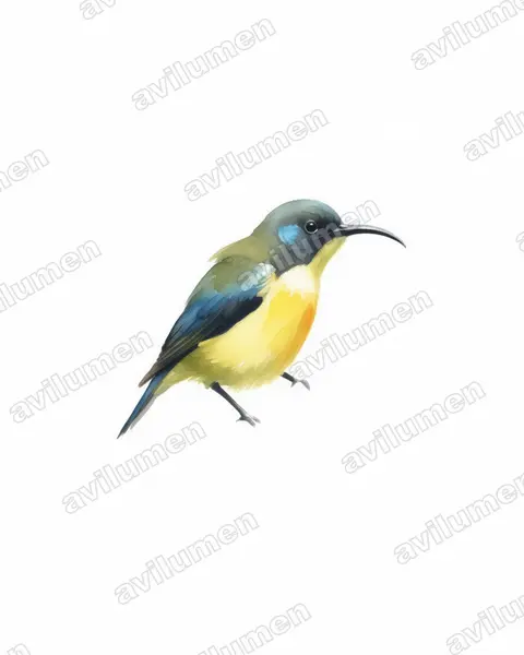 Ilustración en Acuarela: Aethopyga linaraborae (Suimanga de Lina​)