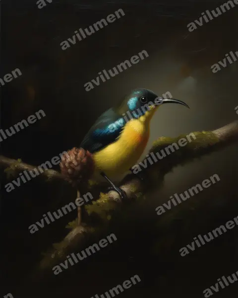 Ilustración en Óleo: Aethopyga linaraborae (Suimanga de Lina​)