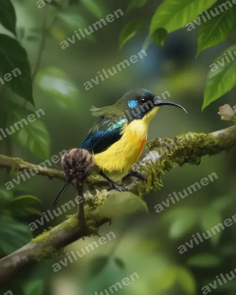 Ilustración en Realista: Aethopyga linaraborae (Suimanga de Lina​)