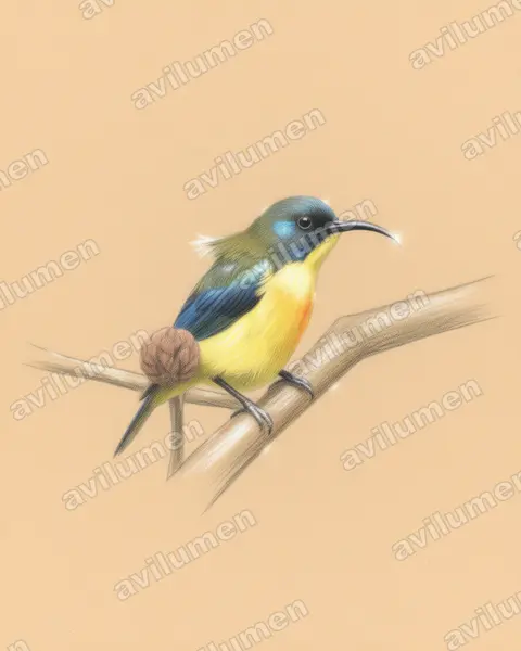 Ilustración en Lápiz de color: Aethopyga linaraborae (Suimanga de Lina​)