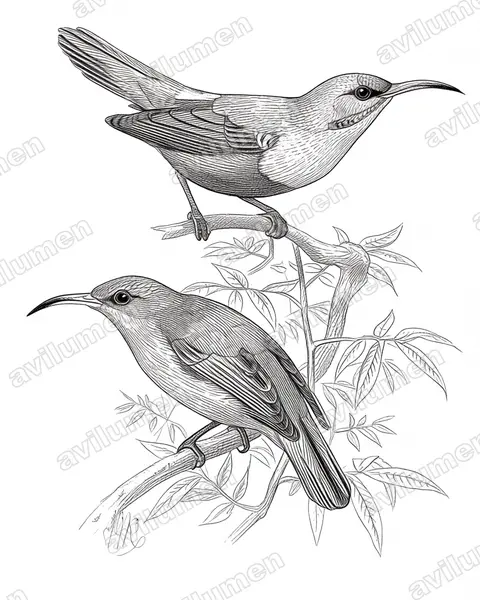 Magnificent Sunbird（Aethopyga magnifica）的钢笔墨线插画