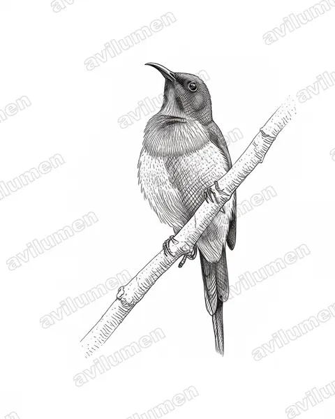Illustration Encre : Aethopyga mystacalis (Souimanga écarlate)