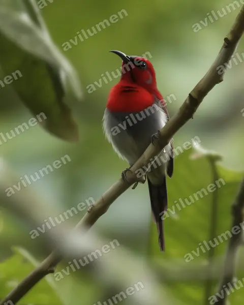 Illustration Réaliste : Aethopyga mystacalis (Souimanga écarlate)
