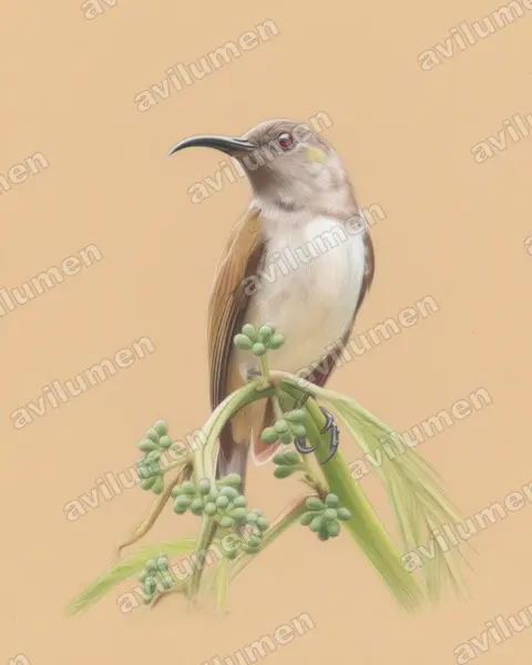 Illustration Crayon de couleur : Aethopyga primigenia (Souimanga de Hachisuka)