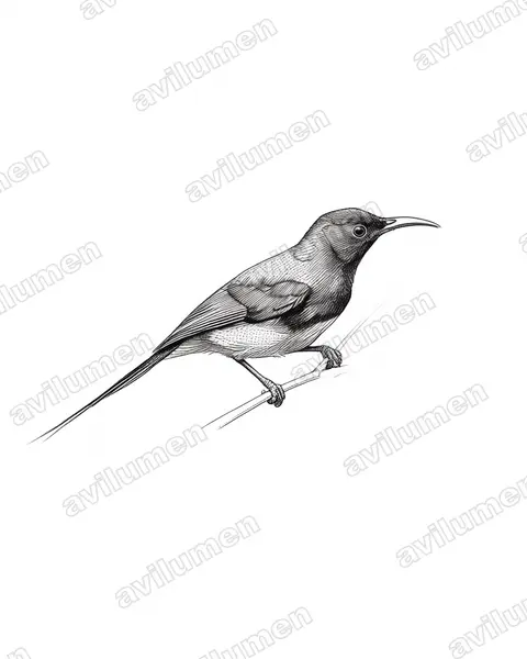 Ilustración en Tinta: Aethopyga saturata (Suimanga gorjinegro)