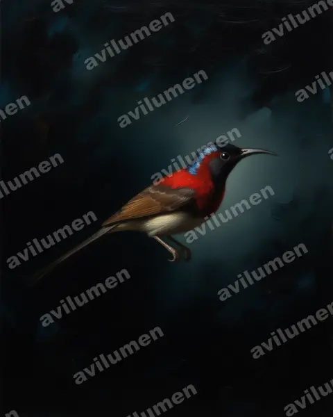 Ilustración en Óleo: Aethopyga saturata (Suimanga gorjinegro)