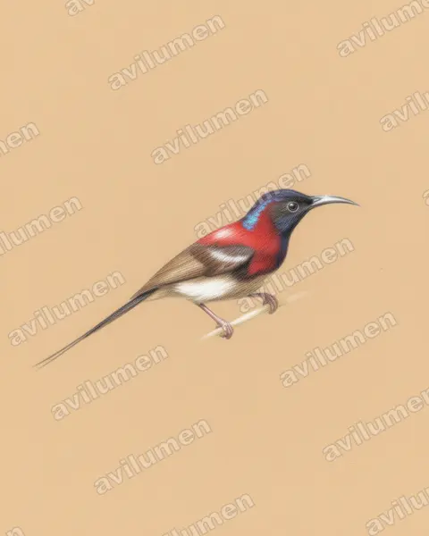 Ilustración en Lápiz de color: Aethopyga saturata (Suimanga gorjinegro)