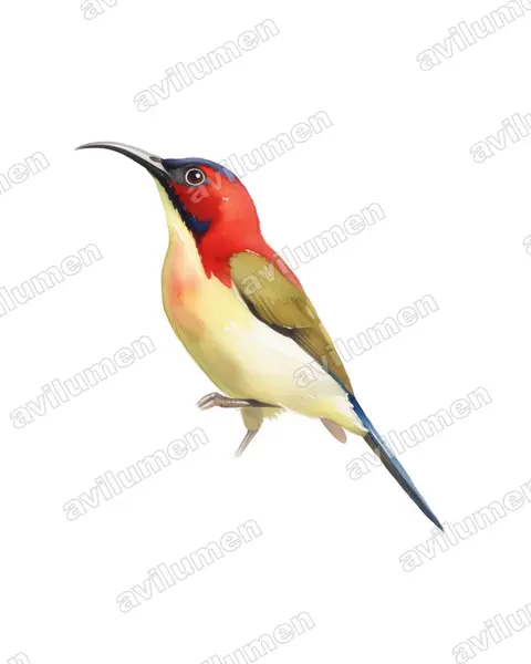 Illustration Aquarelle : Aethopyga shelleyi (Souimanga de Palawan)