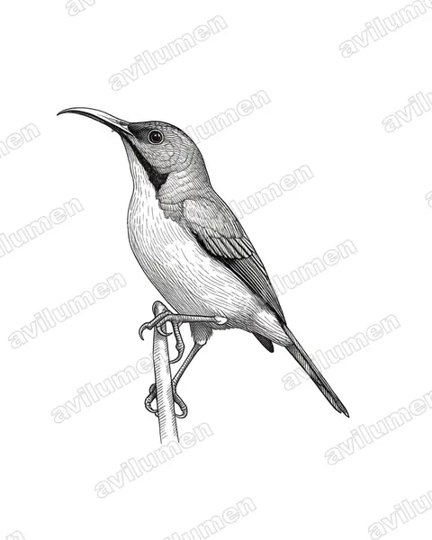 Illustration Encre : Aethopyga shelleyi (Souimanga de Palawan)