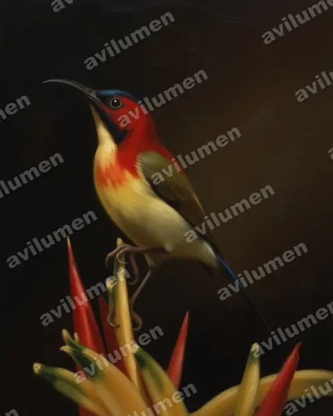 Illustration Huile : Aethopyga shelleyi (Souimanga de Palawan)