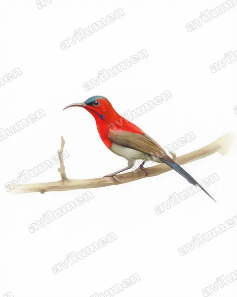 Ilustración en Acuarela: Aethopyga siparaja (Suimanga siparaja)