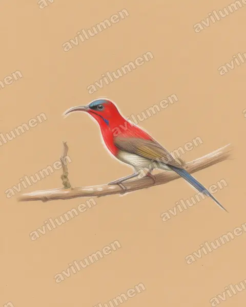Ilustración en Lápiz de color: Aethopyga siparaja (Suimanga siparaja)
