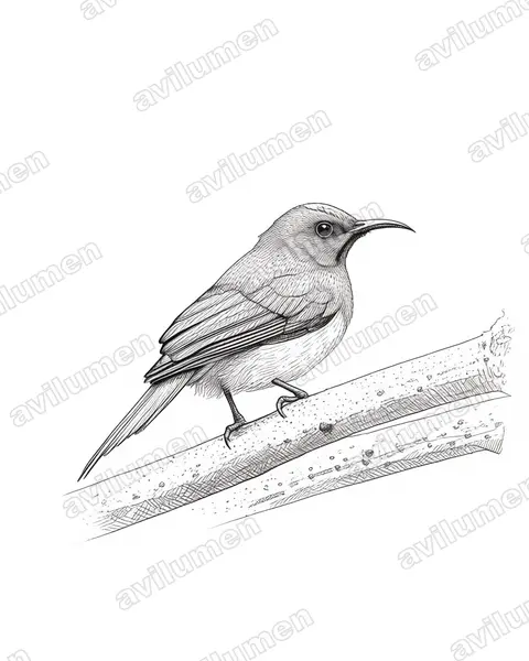 Ilustración en Tinta: Aethopyga temminckii (Suimanga de Temminck)