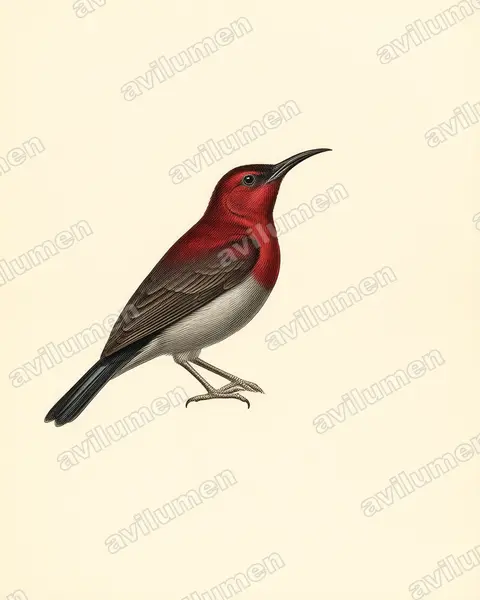 Illustration im Stil Historische Tafel: Vigors's Sunbird (Aethopyga vigorsii)