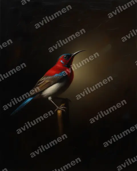Illustration im Stil Öl: Vigors's Sunbird (Aethopyga vigorsii)