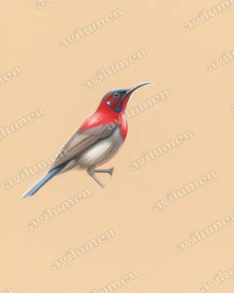 Illustration im Stil Buntstift: Vigors's Sunbird (Aethopyga vigorsii)