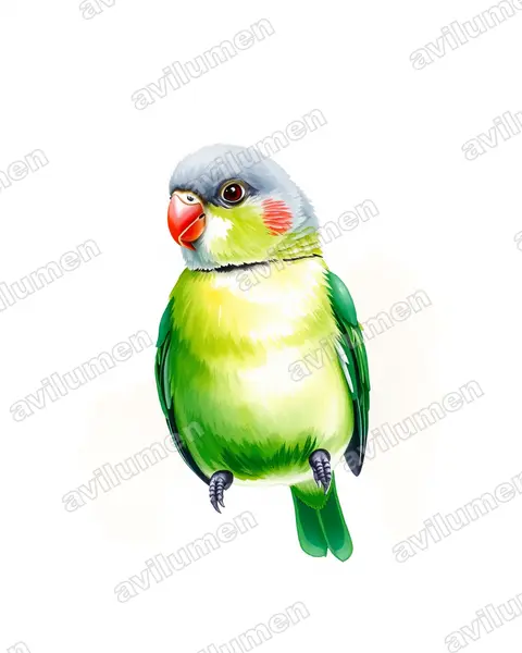 Ilustración en Acuarela: Agapornis canus (Inseparable malgache​)