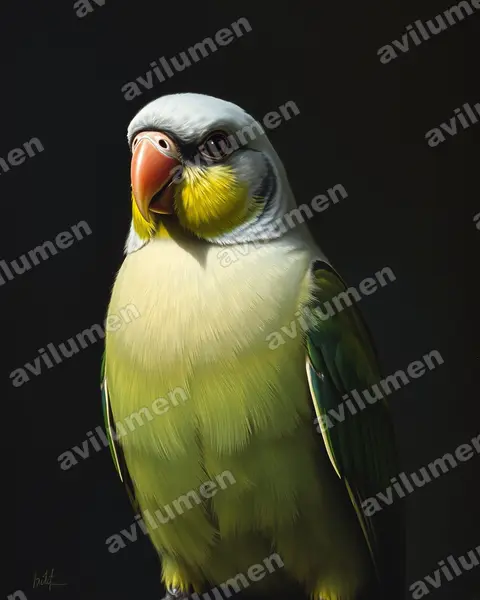Ilustración en Óleo: Agapornis canus (Inseparable malgache​)