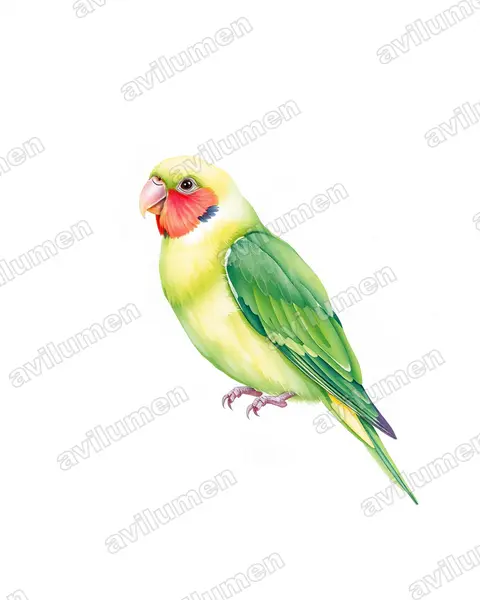 Ilustración en Acuarela: Agapornis fischeri (Inseparable de Fischer)