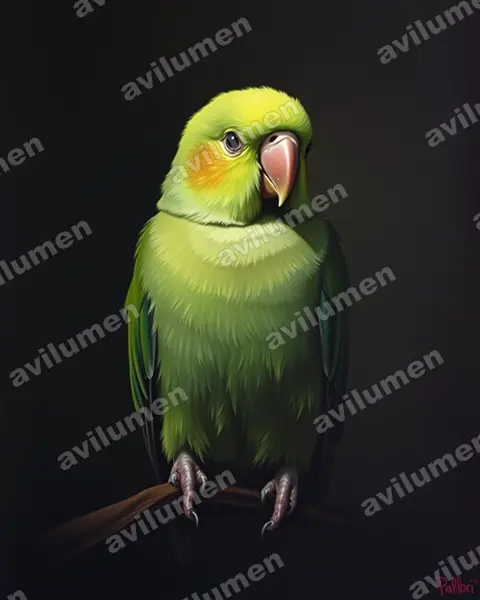 Ilustración en Óleo: Agapornis fischeri (Inseparable de Fischer)