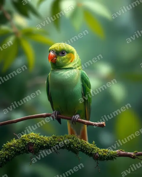 Ilustración en Realista: Agapornis fischeri (Inseparable de Fischer)