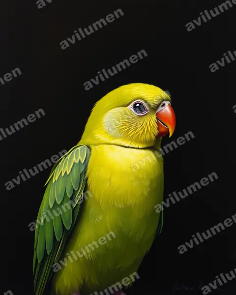 尼亞薩情侶鸚鵡（Agapornis lilianae）的油画插画