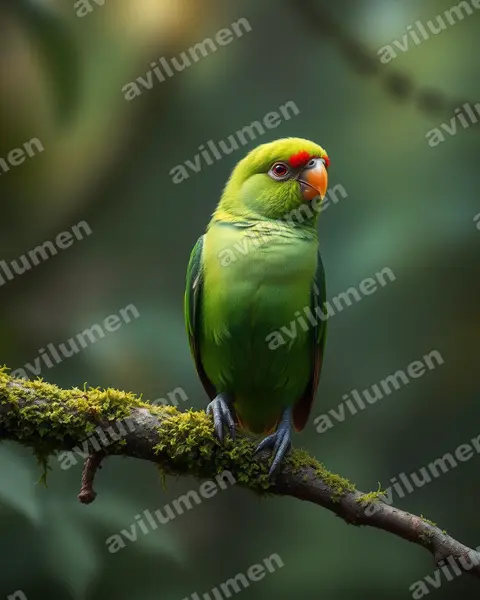 尼亞薩情侶鸚鵡（Agapornis lilianae）的写实插画