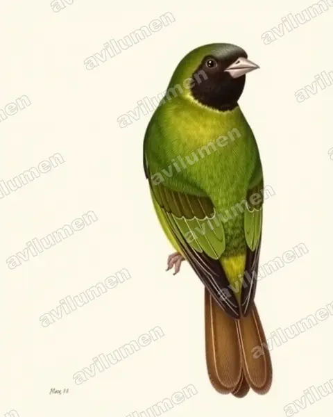 Illustration Planche ancienne : Agapornis nigrigenis (Inséparable à joues noires)