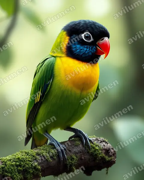 Ilustración en Realista: Agapornis personatus (Inseparable enmascarado)
