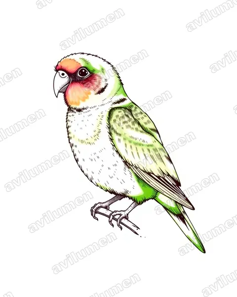 Ilustración en Tinta: Agapornis roseicollis (Inseparable de Namibia​)